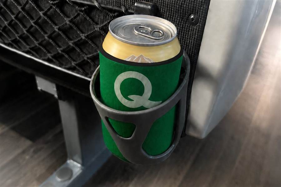 Quack Trips can koozie in cup holder