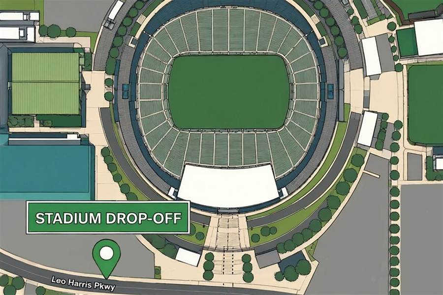 Stadium drop-off map